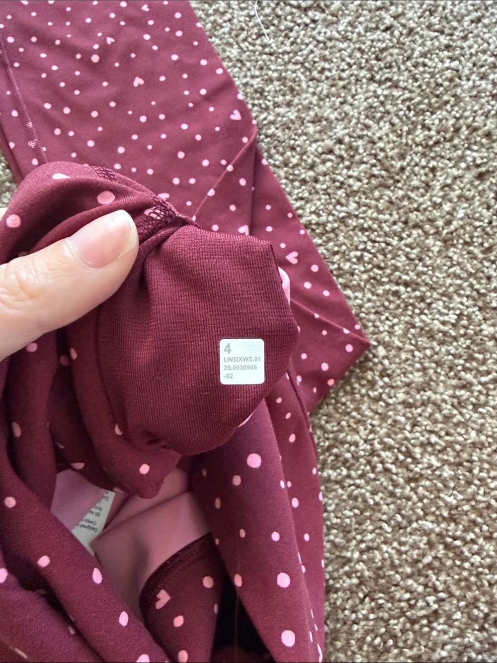 lululemon athletica Maroon Leggings with Pink Heart Dot Print HR ALIGN 25” - Picture 3 of 3